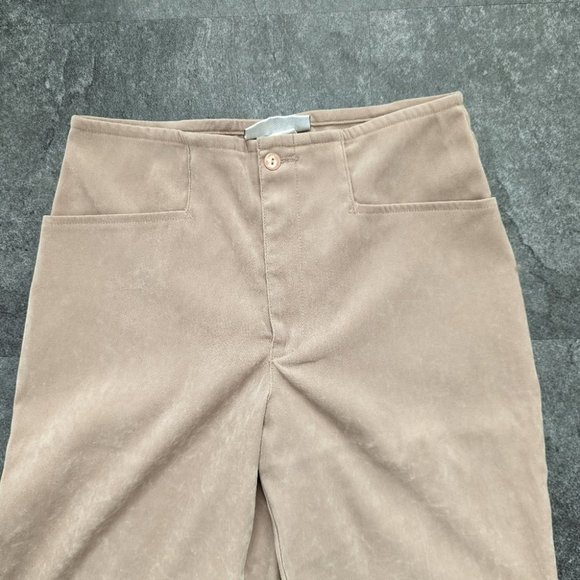 Vintage seasons tan faux suede high waisted wide strait leg trousers - Picture 4 of 7